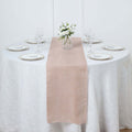 Faux Linen 14"x108" Table Runner Dusty Rose - Rustic Style Table Decor