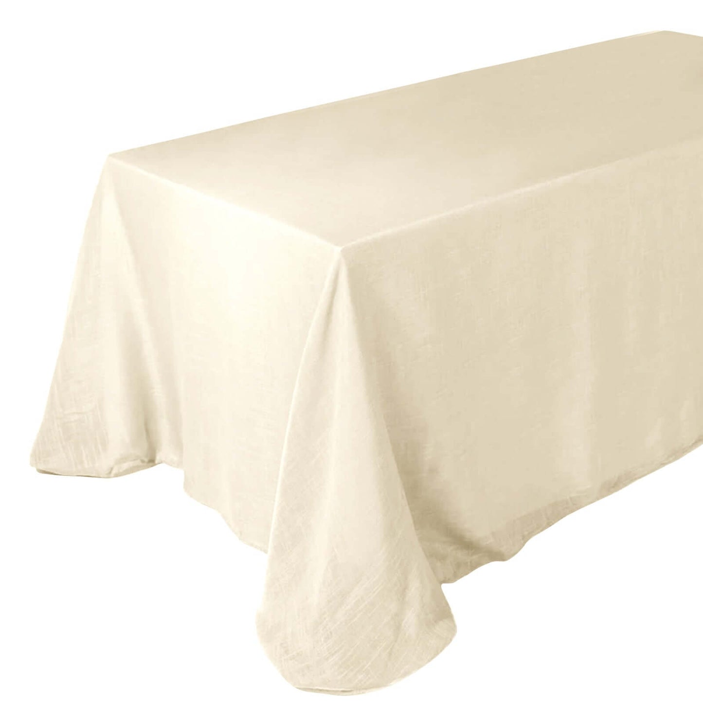 Faux Linen 90"x132" Rectangular Tablecloth Beige - Slubby Texture Wrinkle-Resistant Seamless Table Cover