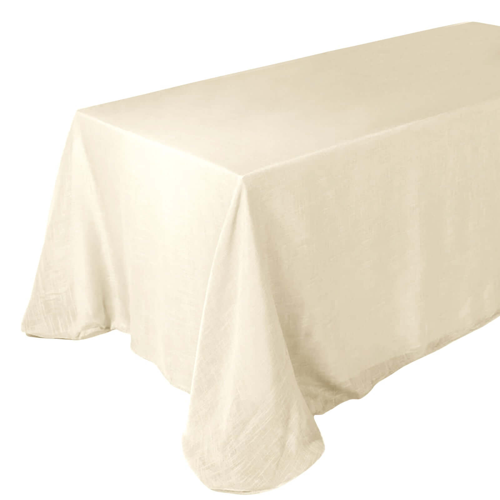 Faux Linen 90"x132" Rectangular Tablecloth Beige - Slubby Texture Wrinkle-Resistant Seamless Table Cover