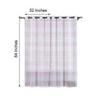 2 Pack White Lavender Lilac Cabana Print Faux Linen Curtain Panels With Chrome Grommet - 52"x84"