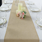 Faux Linen 14"x108" Table Runner Natural - Rustic Style Table Decor