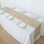 Faux Linen 14"x108" Table Runner Natural - Rustic Style Table Decor