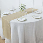 Faux Linen 14"x108" Table Runner Natural - Rustic Style Table Decor