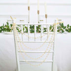 Faux Pearl Beaded 16" Chair Back Garland Sash Amber Gatsby-Inspired Style - Pre-Tied Chic Wedding Decor for Chiavari Chairs