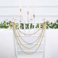 Faux Pearl Beaded 16" Chair Back Garland Sash Gold Gatsby-Inspired Style - Pre-Tied Chic Wedding Decor for Chiavari Chairs