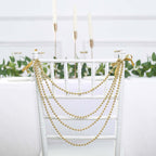 Faux Pearl Beaded 16" Chair Back Garland Sash Gold Gatsby-Inspired Style - Pre-Tied Chic Wedding Decor for Chiavari Chairs