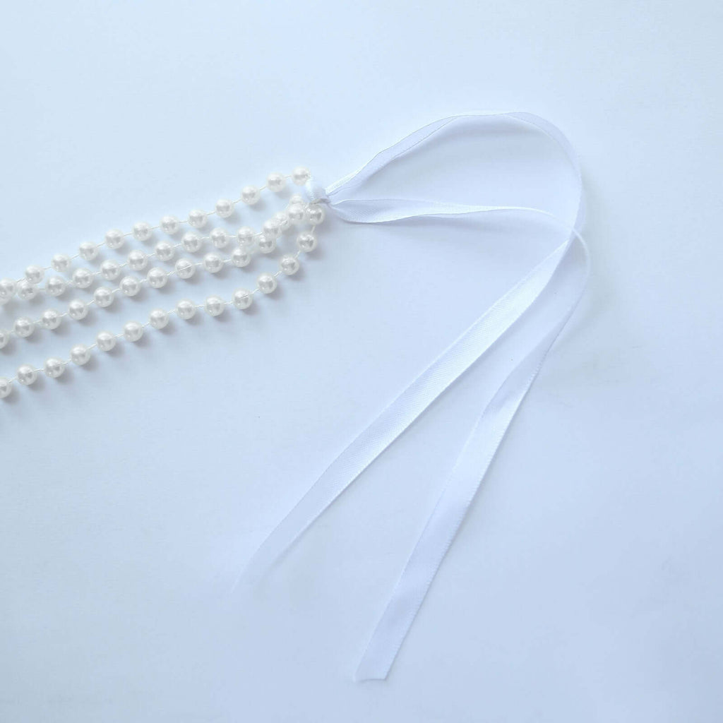 Faux Pearl Beaded 16" Chair Back Garland Sash Ivory Gatsby - Inspired Style - Pre - Tied Chic Wedding Decor for Chiavari Chairs - Bell Racket Store