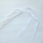 Faux Pearl Beaded 16" Chair Back Garland Sash White Gatsby - Inspired Style - Pre - Tied Chic Wedding Decor for Chiavari Chairs - Bell Racket Store