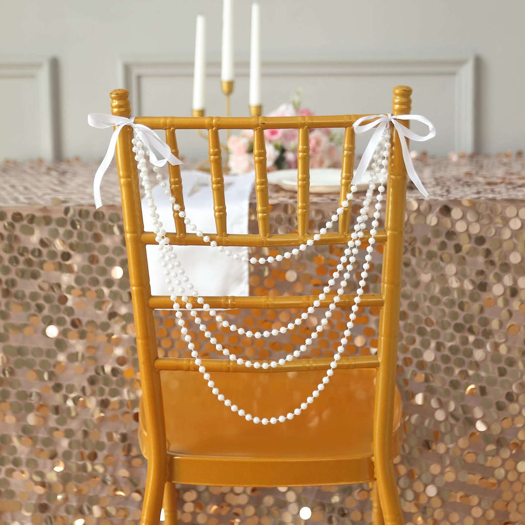 Faux Pearl Beaded 16" Chair Back Garland Sash White Gatsby - Inspired Style - Pre - Tied Chic Wedding Decor for Chiavari Chairs - Bell Racket Store