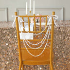 Faux Pearl Beaded 16" Chair Back Garland Sash White Gatsby - Inspired Style - Pre - Tied Chic Wedding Decor for Chiavari Chairs - Bell Racket Store
