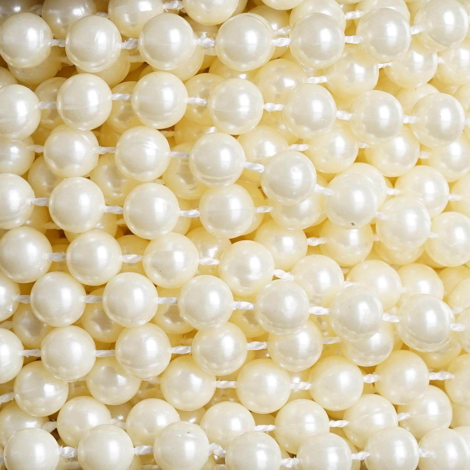 Faux Pearl Beads Vase Fillers in Ivory - Lustrous DIY Craft String Beads 12 Yards - Bell Racket Store