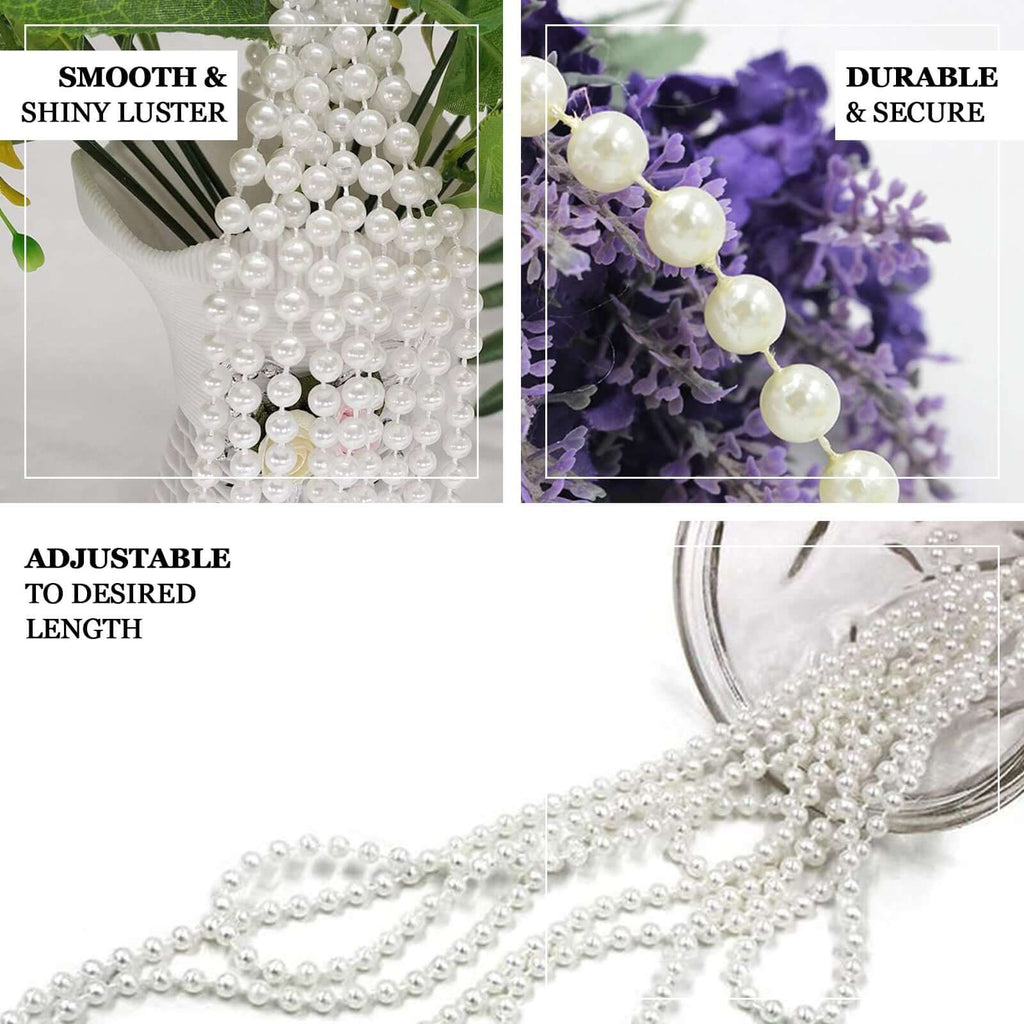 Faux Pearl Beads Vase Fillers in Ivory - Lustrous DIY Craft String Beads 12 Yards - Bell Racket Store