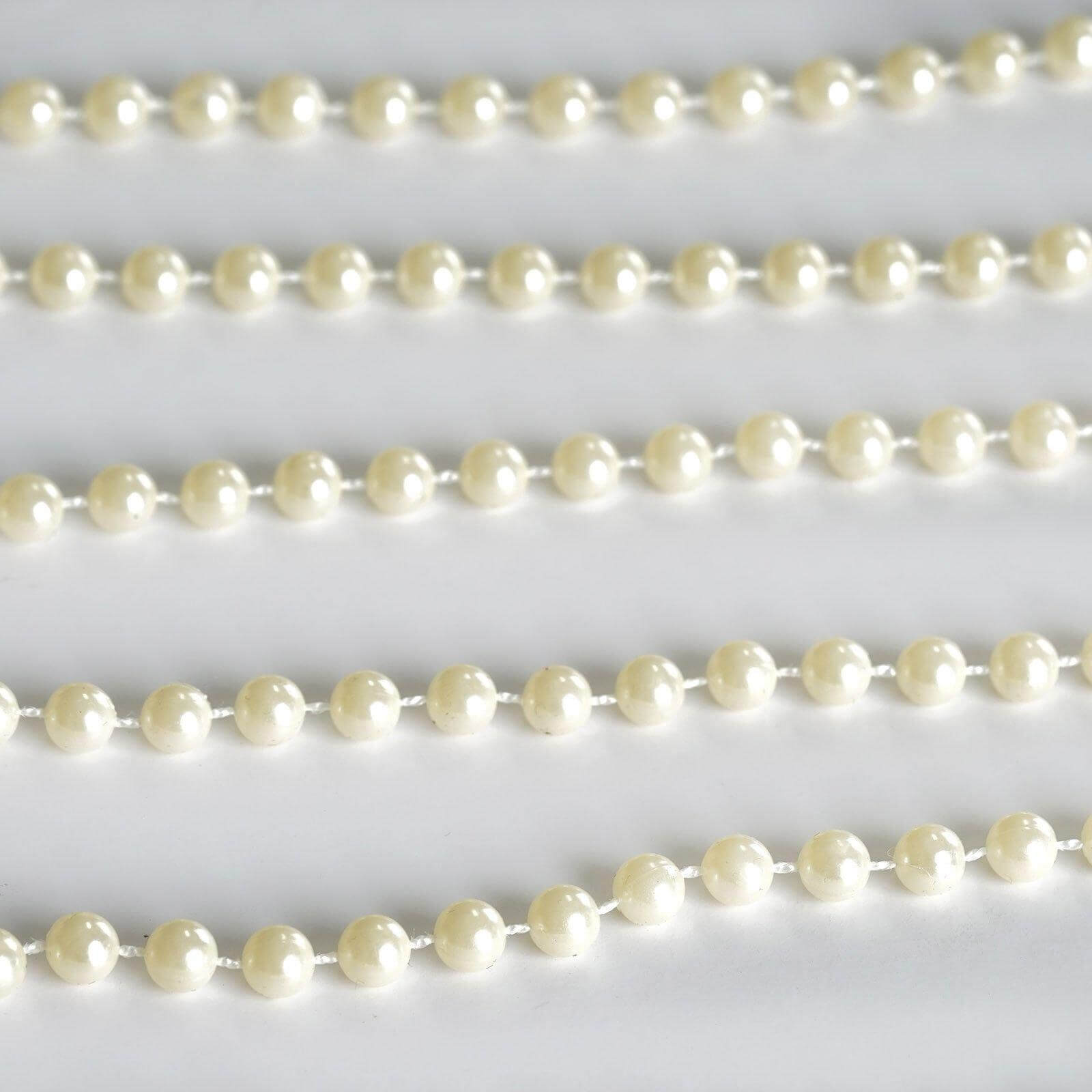 Faux Pearl Beads Vase Fillers in Ivory - Lustrous DIY Craft String Beads 12 Yards - Bell Racket Store