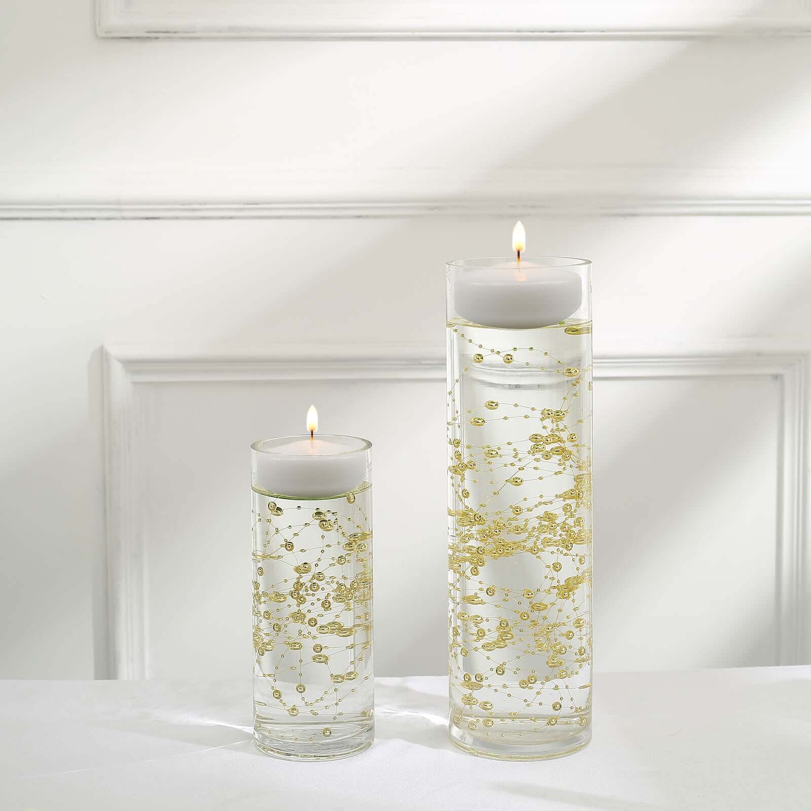 Faux Pearl String Beads Vase Filler - Gold DIY Craft Fishing Line Pearl Chains 100ft - Bell Racket Store