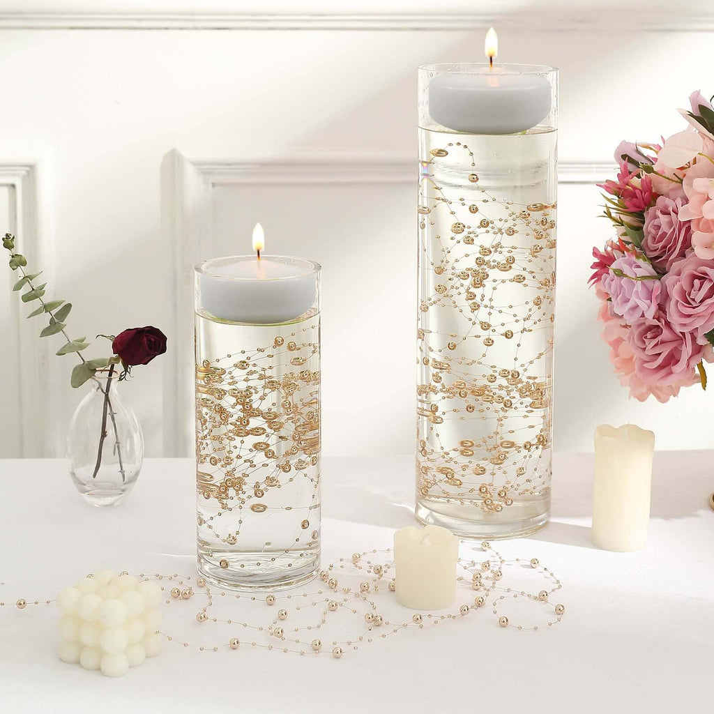 Faux Pearl String Beads Vase Filler - Rose Gold DIY Craft Fishing Line Pearl Chains 100ft - Bell Racket Store