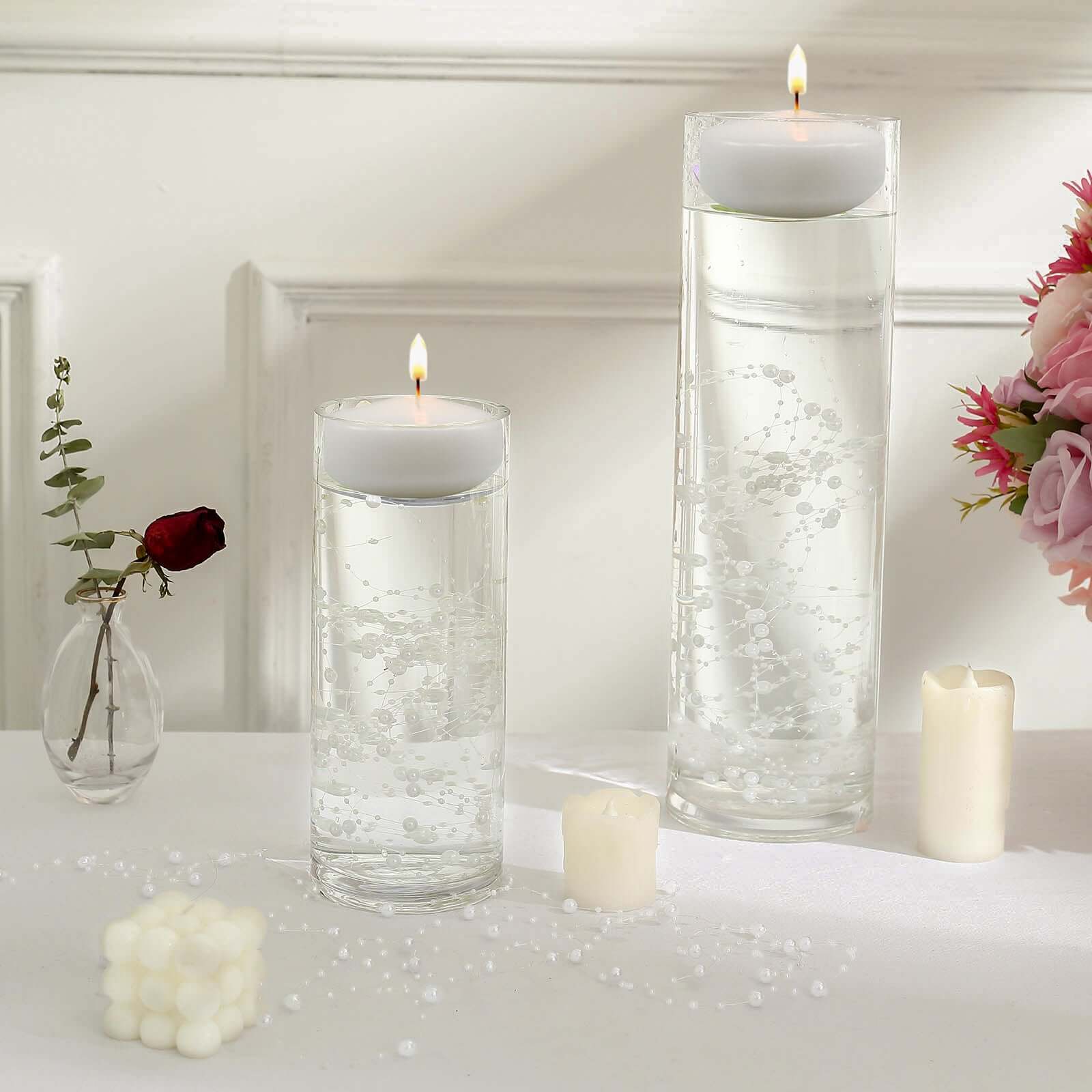 Faux Pearl String Beads Vase Filler - White DIY Craft Fishing Line Pearl Chains 100ft - Bell Racket Store