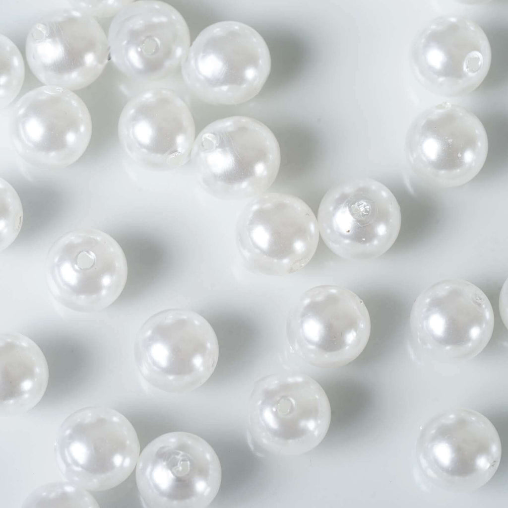 1000-Pack Faux Craft Pearl Beads White - Smooth Beads with Holes for Vase Filler Jewelry Making Bridal Accessories & Event Decor 10mm