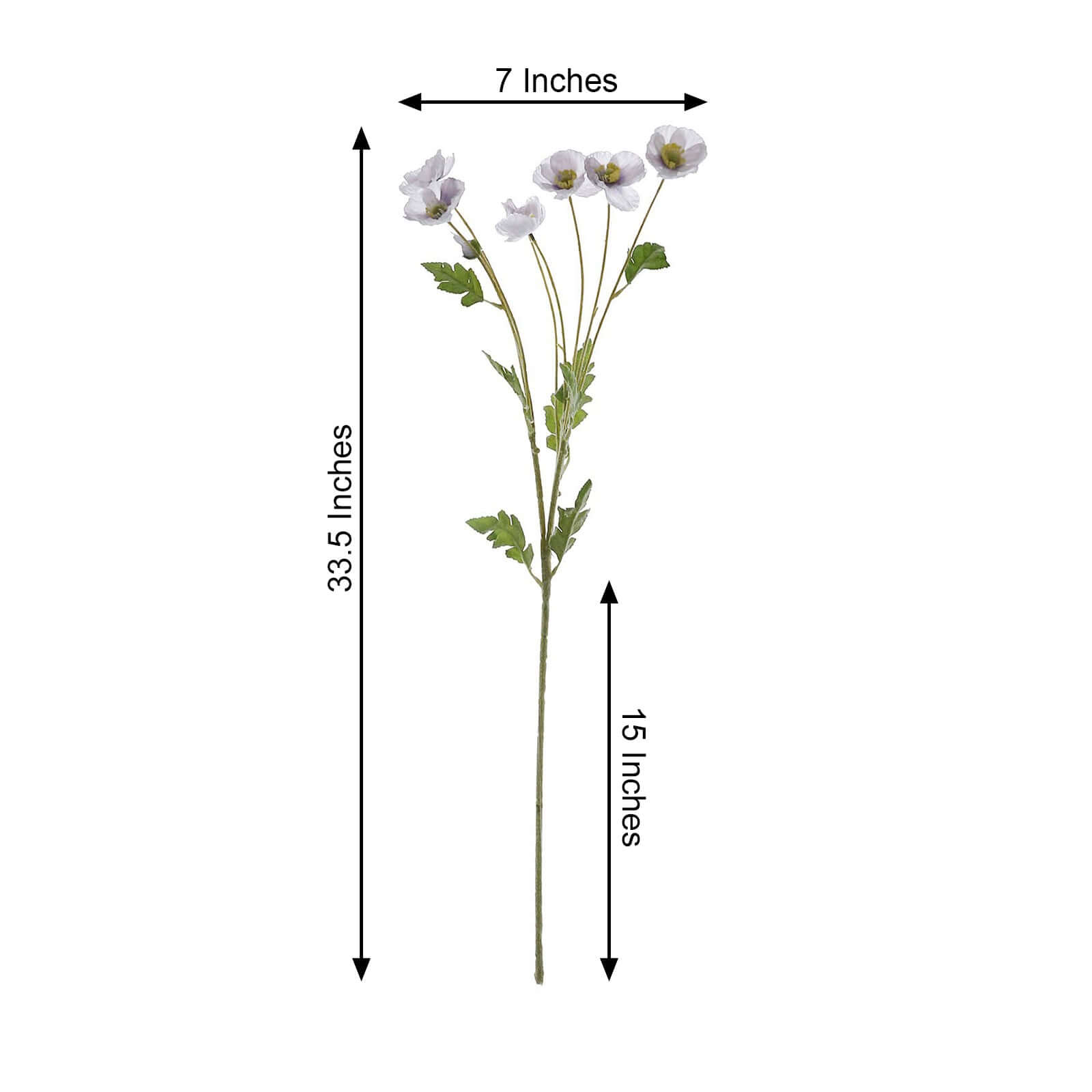 2 Stems 33" Lavender Lilac Artificial Poppy Silk Flowers, Faux Poppies Bouquet Centerpiece Decor