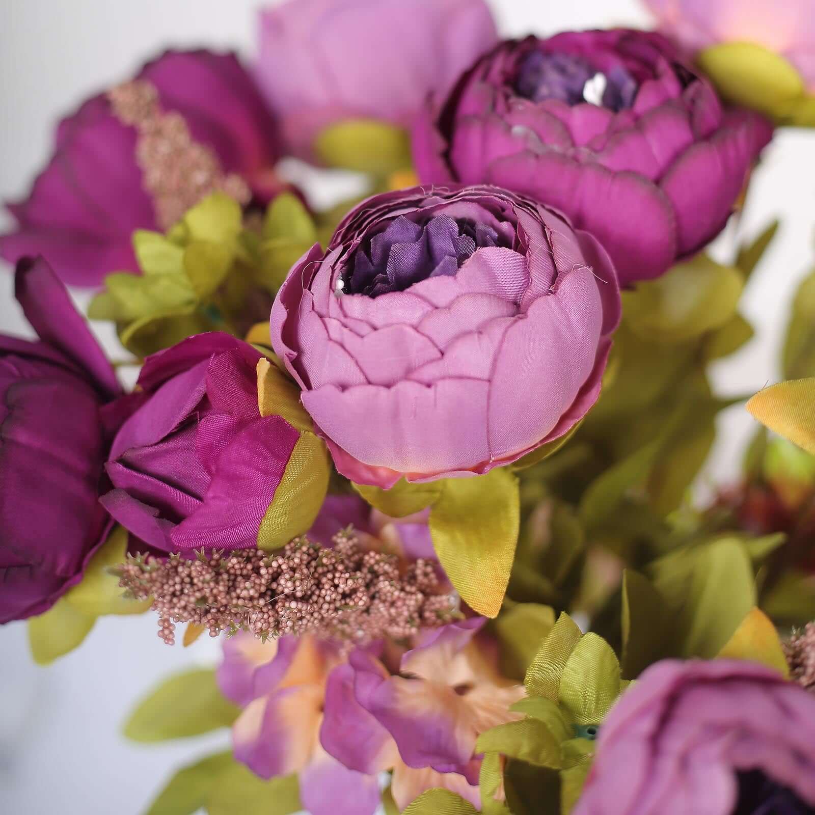 2 Pack 19" Purple Artificial Peony Flower Wedding Bouquets, Faux Silk Flower Arrangements