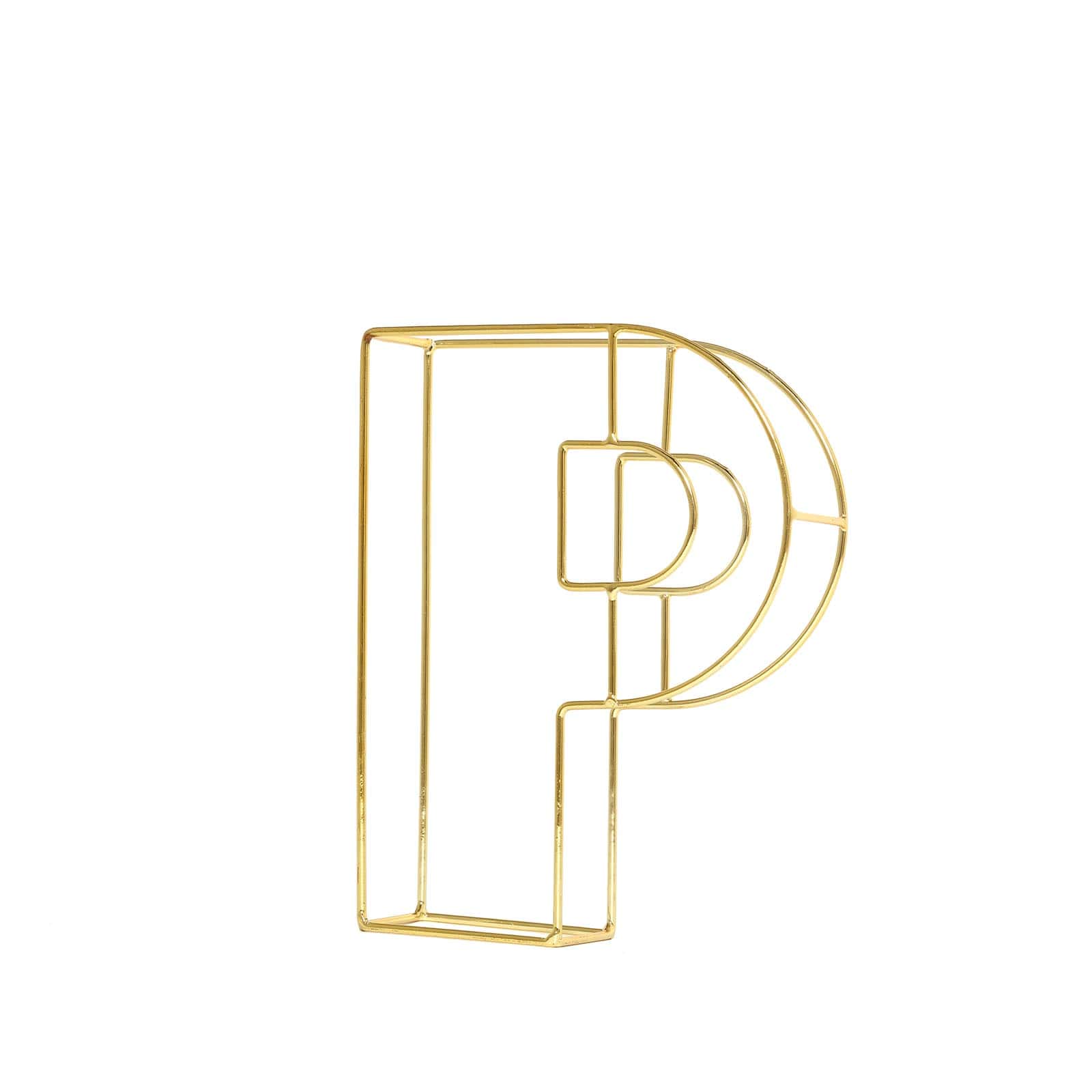 8" Tall Gold Freestanding 3D Decorative Wire Letter, Wedding Centerpiece - P