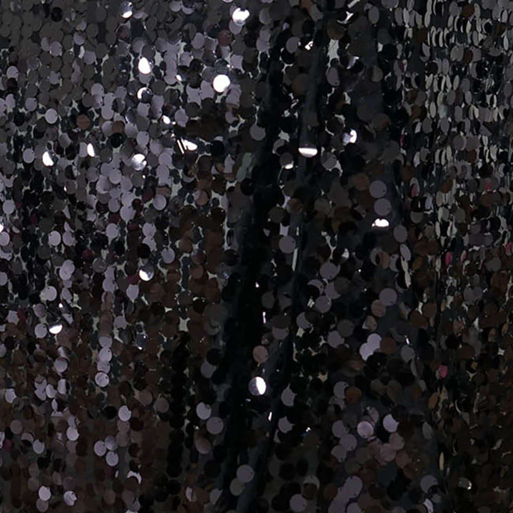 Sequin 90"x132" Rectangle Tablecloth Black - Seamless Big Payette Design for Sophisticated Occasions