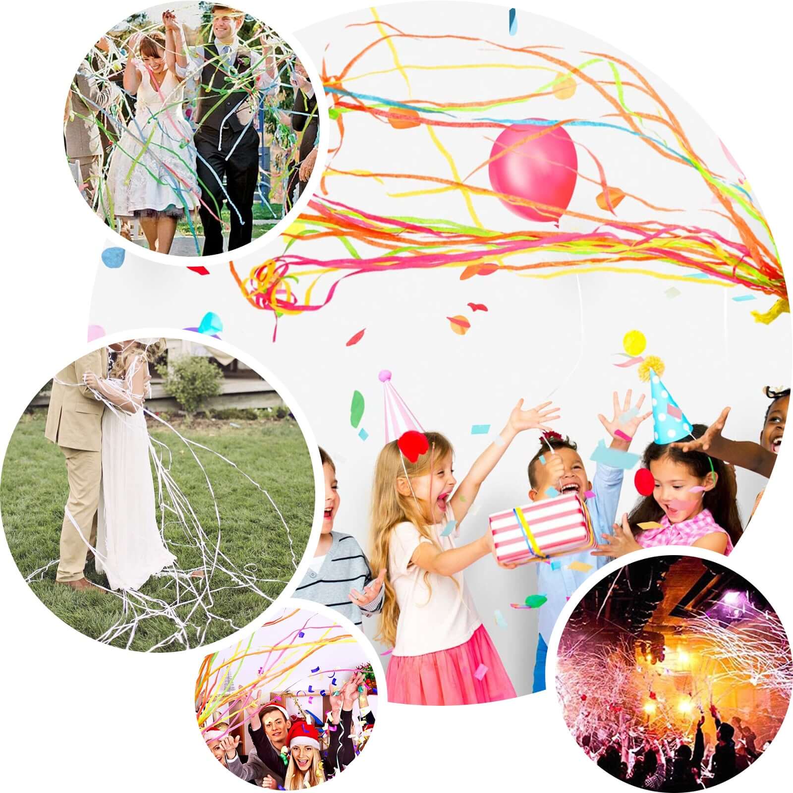 5 Pack Pink Handheld Surprise Paper Streamers, Confetti Popper for Gender Reveal