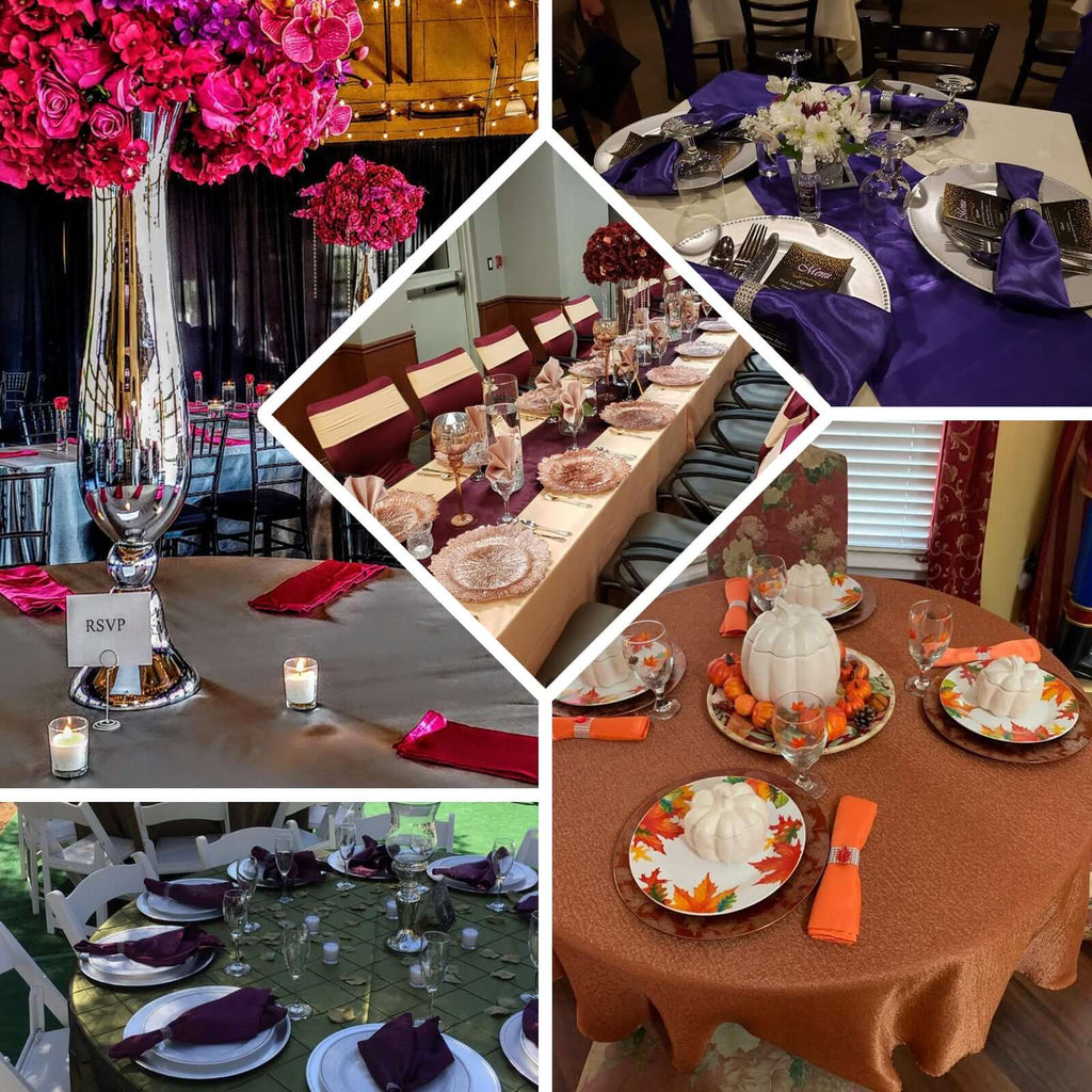 5 Pack Satin 20"x20" Napkins Purple - Luxurious Shine & Smooth Dinner Napkins