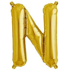 13" Matte Gold Letter and Number Balloons, Mylar Foil Balloons