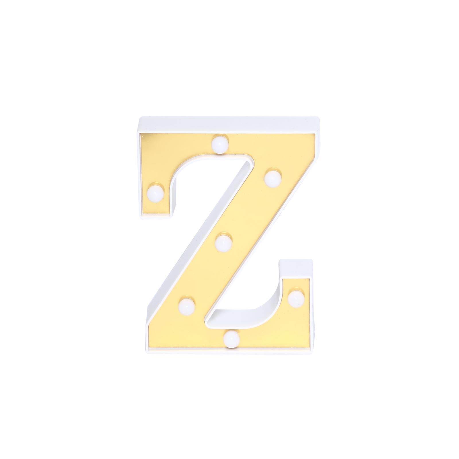 3D Marquee Letter "Z" Warm White 7 LED Lights Gold - Chic Light-Up Decor for Events 6"