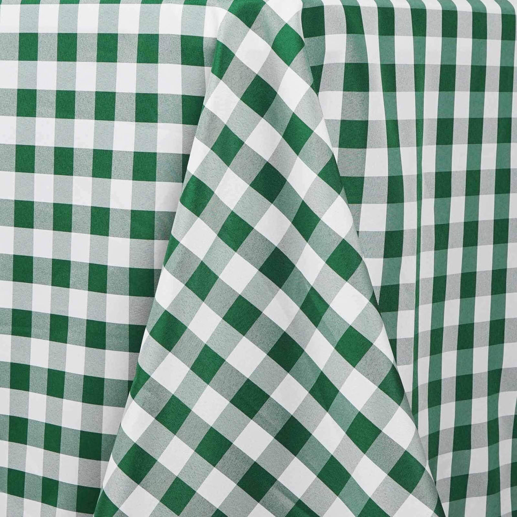 Polyester 90"x132" Rectangle Tablecloth White/Green - Seamless Checkered Buffalo Plaid Table Cover