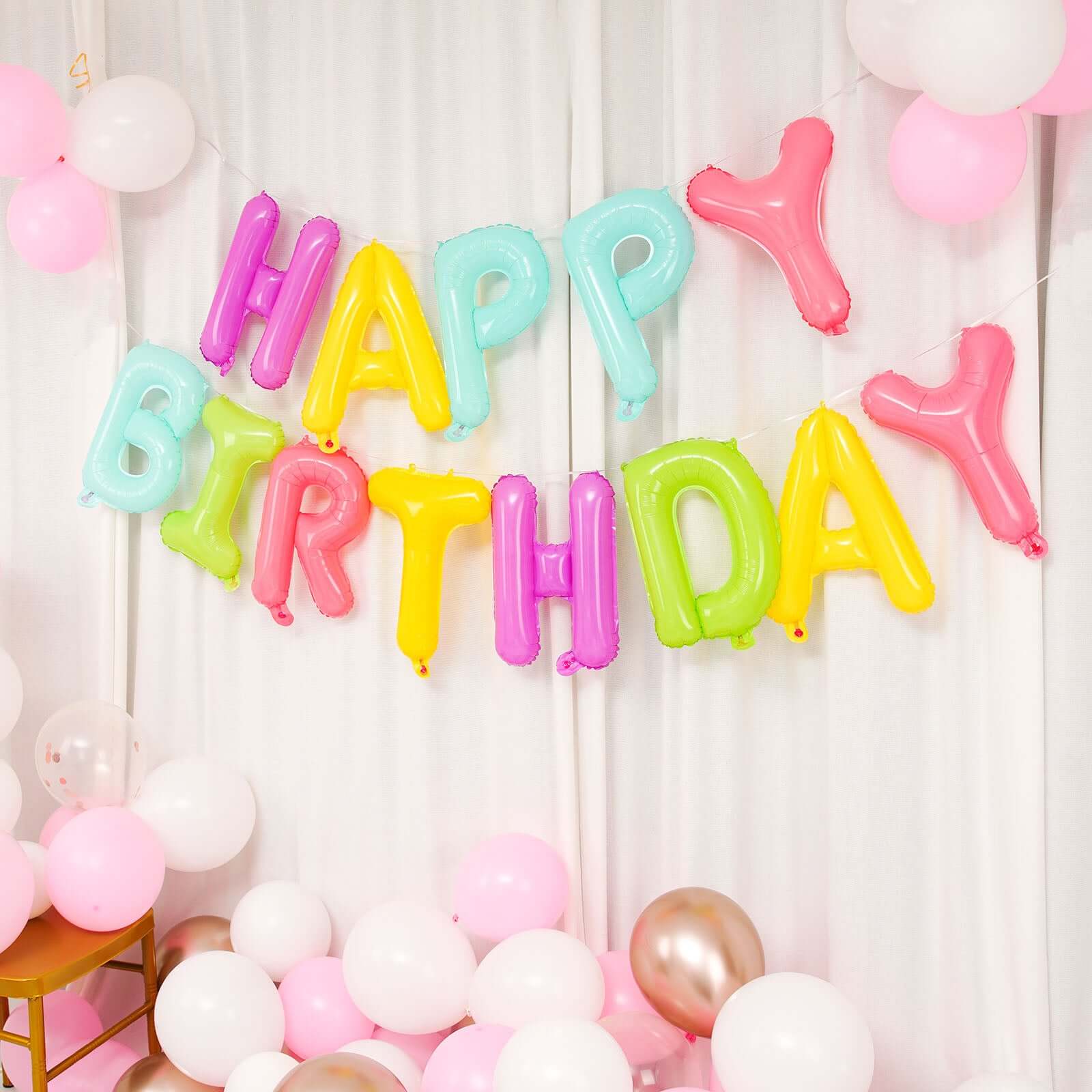 13" Ready-To-Use Colorful "Happy Birthday" Mylar Foil Balloon Banner