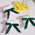 50 Pcs 3" Satin Ribbon Bows With Twist Ties, Gift Basket Party Favor Bags Decor - Hunter Emerald Green Classic Style
