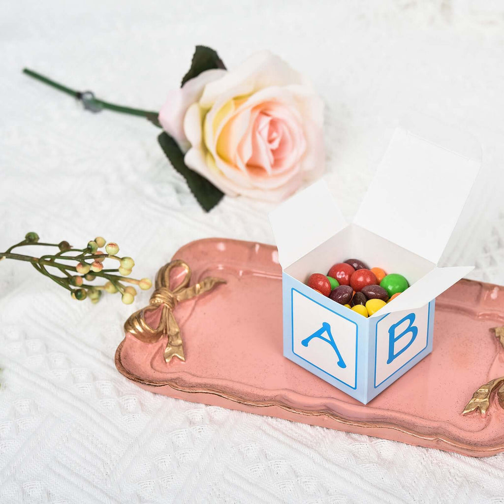 25 Pack 2" Light Blue Baby Shower Party Favor Candy Gift Boxes