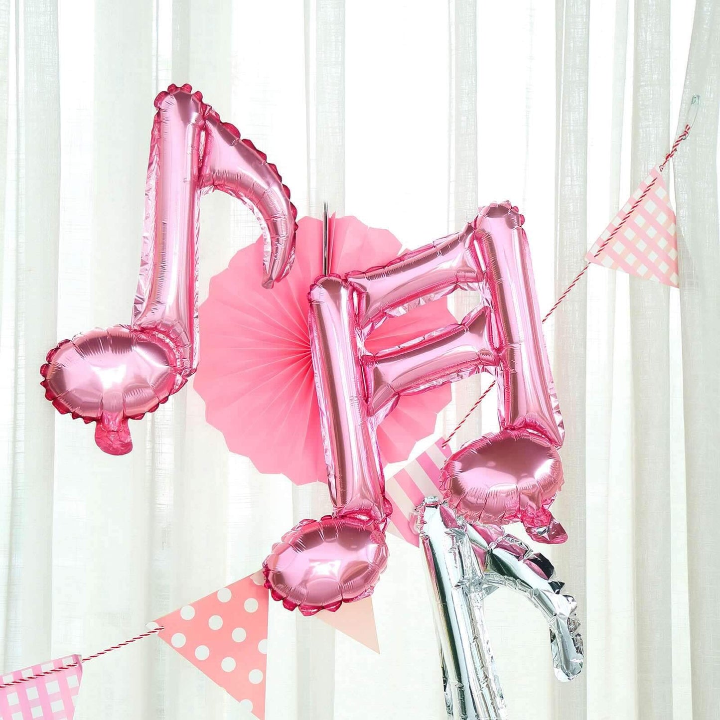 6 Pack Rose Gold Single and Double Music Note Mylar Foil Balloons