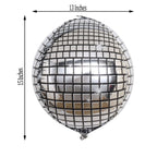 15" Mirrored Silver Disco Ball Mylar Reusable Foil Helium Air Balloon