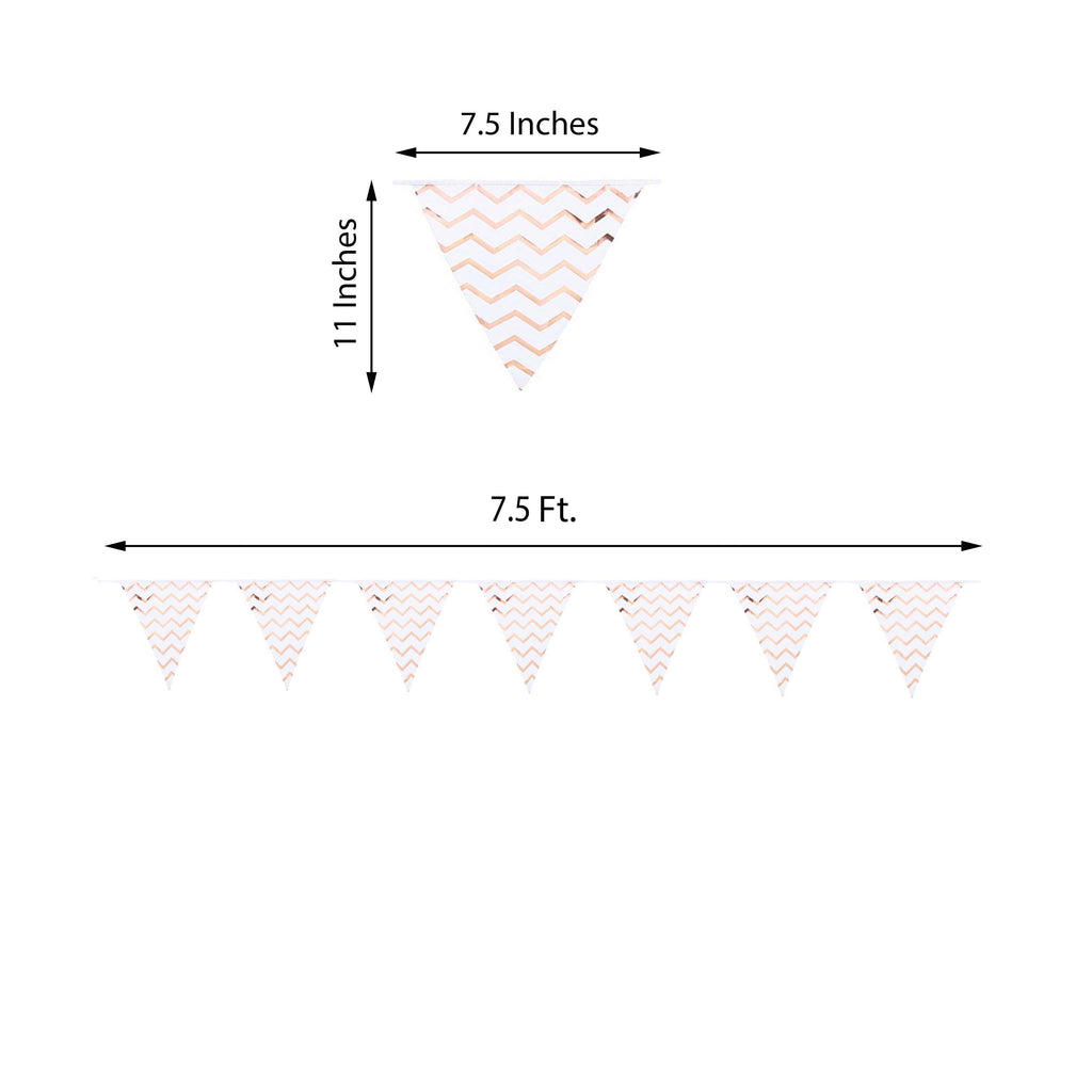 7.5ft Rose Gold Chevron Print Triangle Pennant Flag Party Banner - Clearance SALE