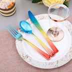 24 Pack - 8" Rainbow Ombre Design Heavy Duty Plastic Knives