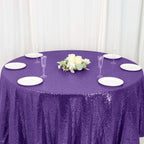 Sequin 120" Round Tablecloth Purple - Seamless Glittering Table Cover