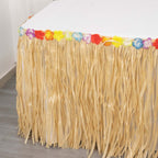 Raffia Grass Table Skirt Natural - Rustic Skirt for Hawaiian Party Decor 9ft