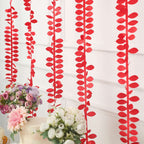 Taffeta Ribbon Sash with 4" Leaf Petal Design Red 50ft - Sophisticated Artificial Fabric Garland