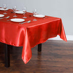 Satin Rectangular 60"x102" Tablecloth Red - Smooth and Lustrous Table Cover