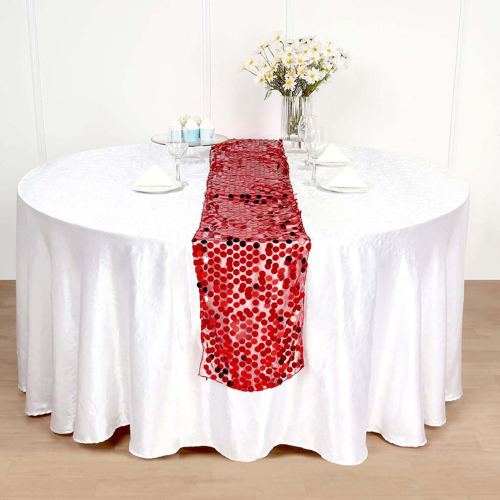 Big Payette Sequin 13"x108" Table Runner Red - Dazzling Design