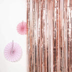8ft Rose Gold Metallic Tinsel Foil Fringe Doorway Curtain Party Backdrop
