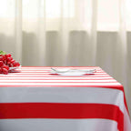 Satin 60"x102" Rectangle Tablecloth Red/White - Stripe Design with Stylish Smooth Finish Table Cover