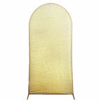 7ft Champagne Shimmer Tinsel Spandex Chiara Backdrop Stand Cover For Fitted Round Top Wedding Arch