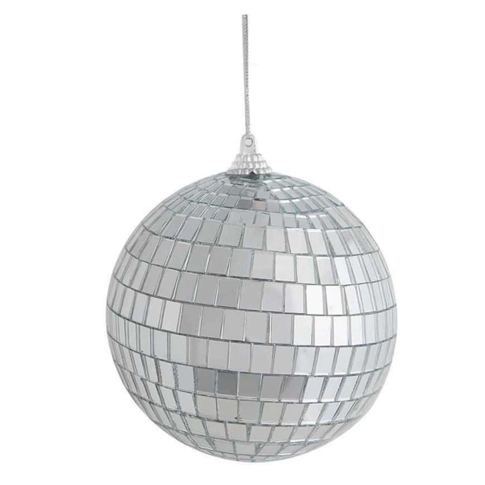 6 Pack 2" Silver Foam Disco Mirror Ball With Hanging Strings, Holiday Christmas Ornaments