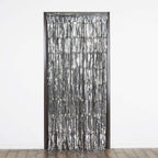 8ft Silver Metallic Tinsel Foil Fringe Doorway Curtain Party Backdrop