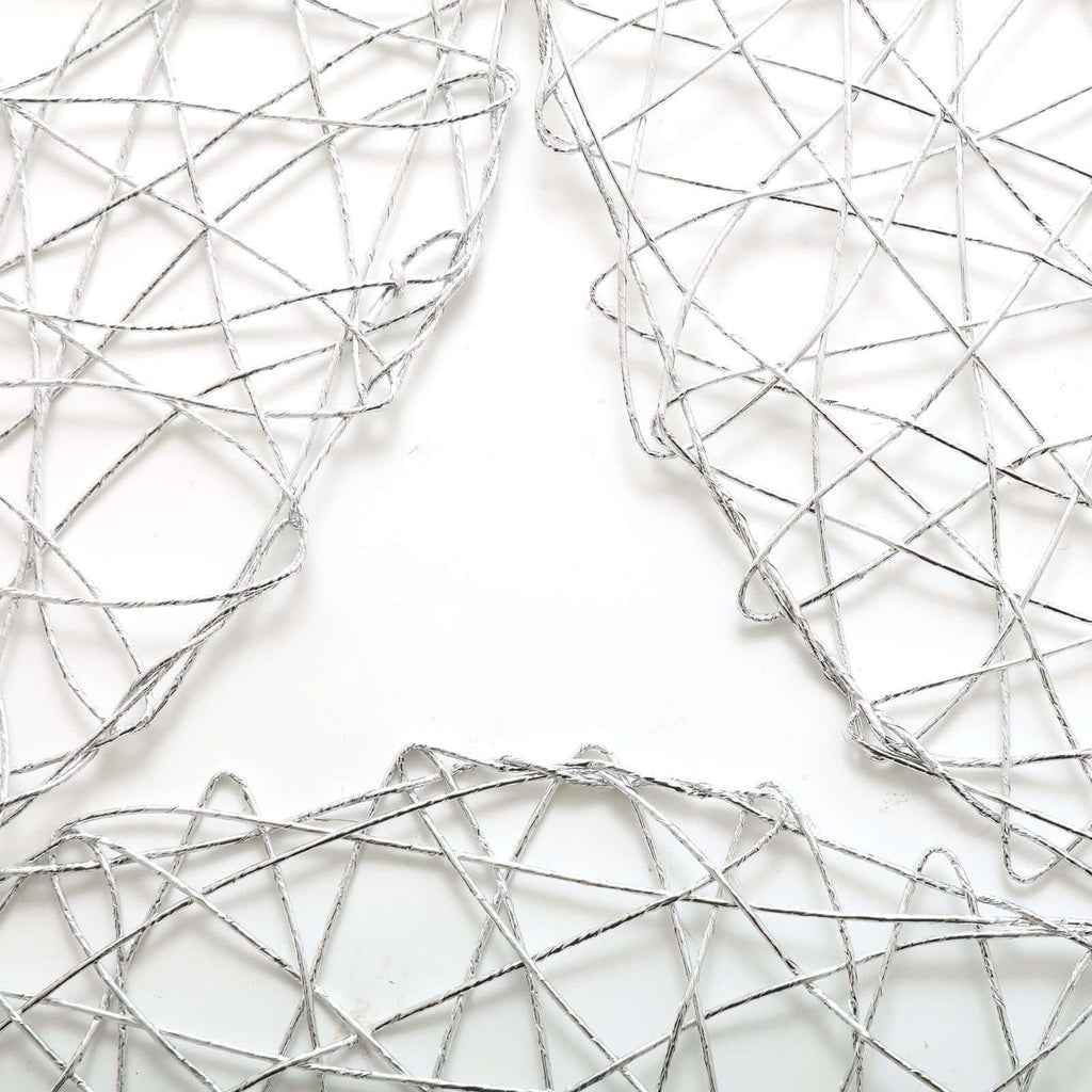 6-Pack Table Placemats Woven Fiber Design Silver Round - Disposable Mats for Dining and Events 15"