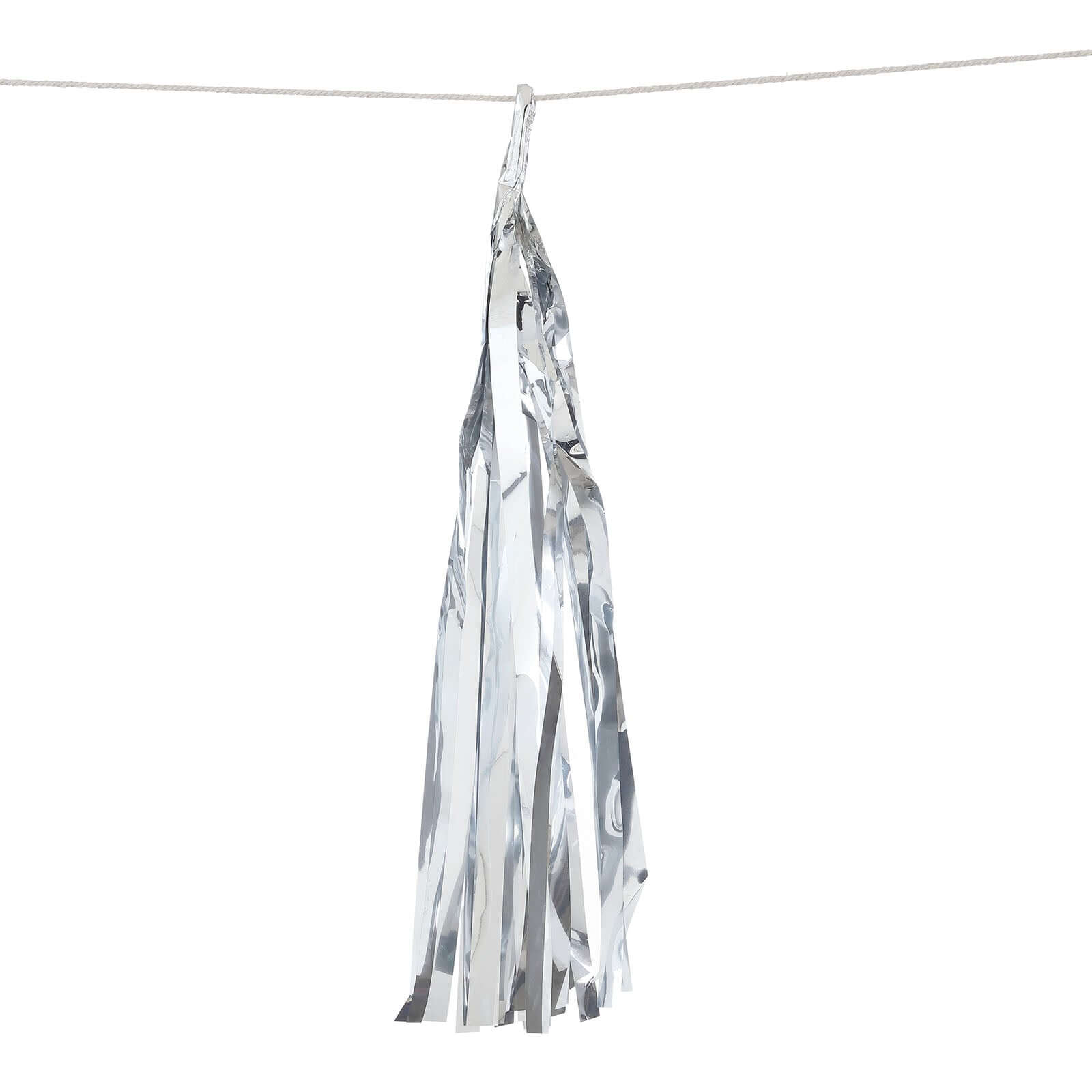 7.5ft Long Metallic Silver Foil Tassels Fringe Garland, Tinsel Streamer Party Backdrop Decorations