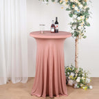 Spandex 30" Round Cocktail Table Cover Skirt Dusty Rose With Natural Wavy Drapes